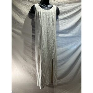Vintage RJ & Co Womens Size 6 Ivory Minimalist Maxi Column Dress 90s Slit USA